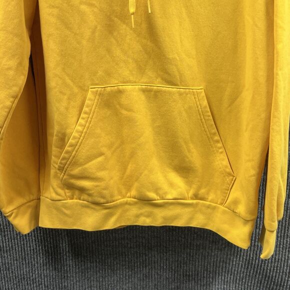 ADIDAS Hoodie Mens Medium Yellow Feel Cozy Pullover Sweatshirt Kangaroo Pouch - Picture 5 of 14